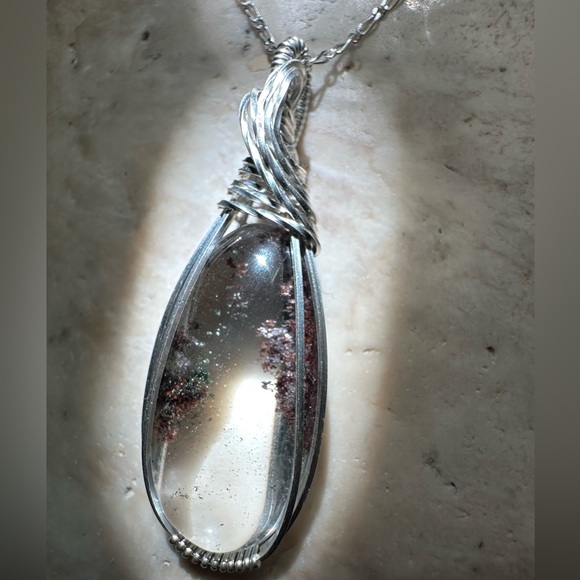 Sterling Silver Lodolite Healing Stone Necklace Pendant - Picture 4 of 10